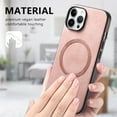 thumbnail image 6 of Case for iPhone 13 Pro Magnetic Compatible with MagSafe, Slim Luxury Skin-Feel PU Leather Non-Slip Grip Shockproof Bumper Cover Magnetic Support Car Mount Phone Case for iPhone 13 Pro, Pink, 6 of 9