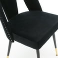 thumbnail image 6 of Dining Chairs Set of 2, Velvet Accent Chair, Modern Living Room Chair with Nail Heads and Gold Tipped Black Metal Legs, Upholstered Armless Side Chair for Dining Room Bedroom Kitchen, Black, 6 of 7