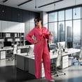 thumbnail image 3 of Palazzo Elegante de una Pieza con Blusa de Lazo y Pantalón Plisado para Mujer, 3 of 6