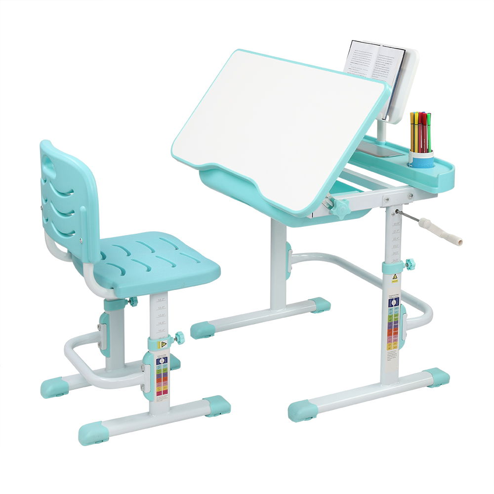 Veryke Height Adjustable Kids Desks and Chairs Set w/Tilt Desktop for