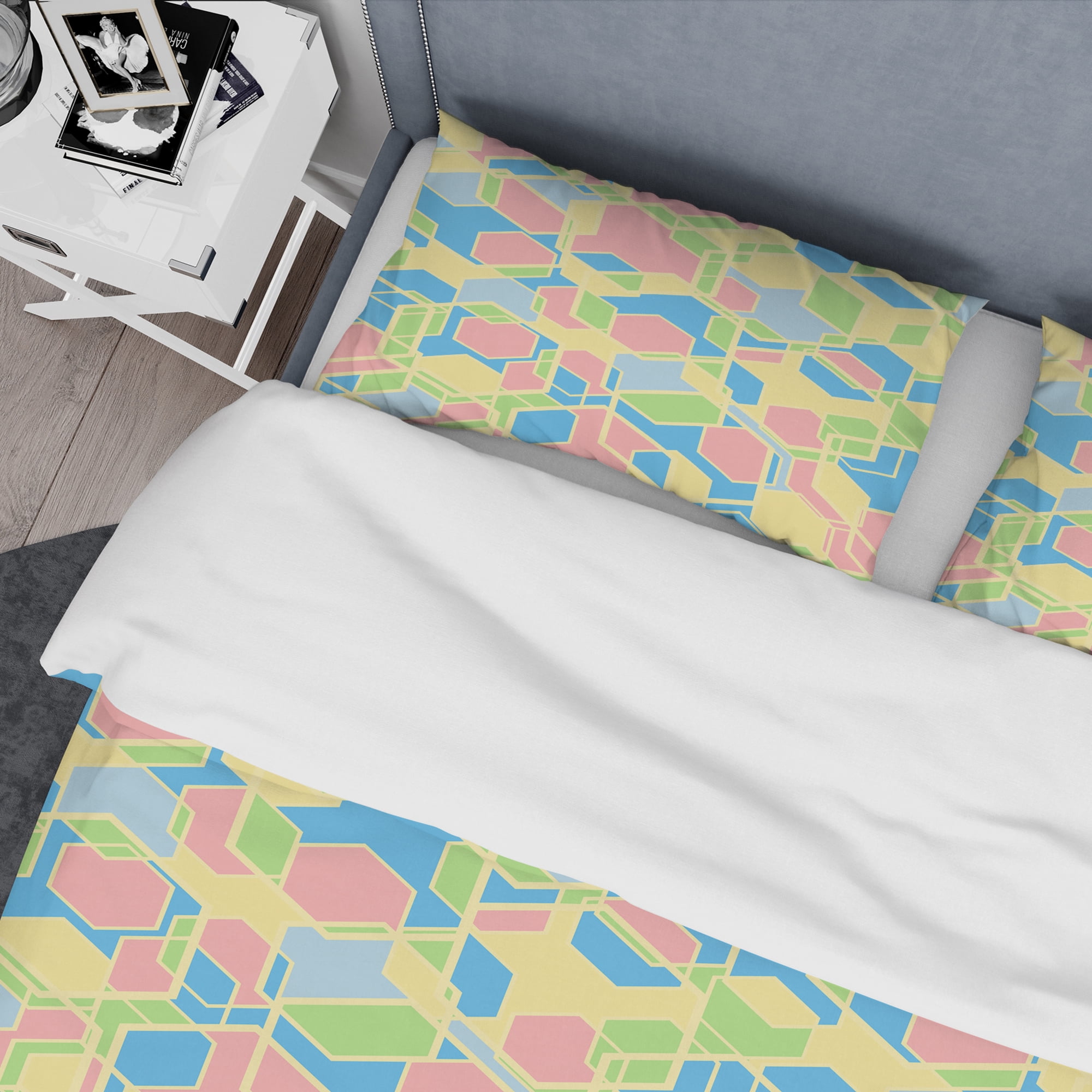 Designart 'Geometrical Pastel Abstract II' Mid-Century Modern Duvet Cover Set