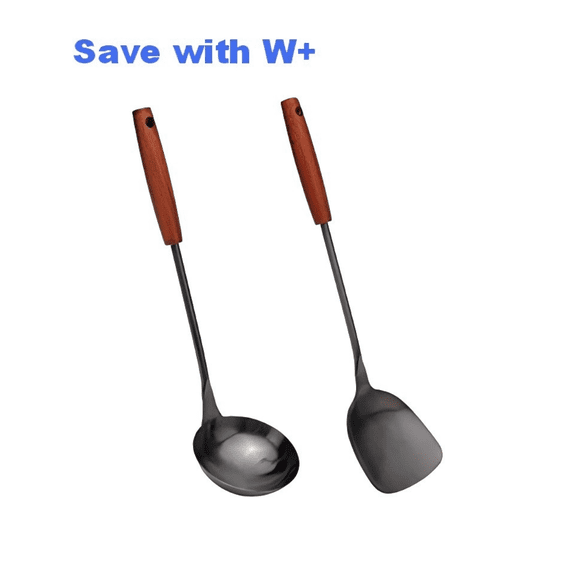 Professional Wok Spatula and Ladle Set - Stainless Steel Stir-Fry Utensils for Home Kitchen & Restaurant Use