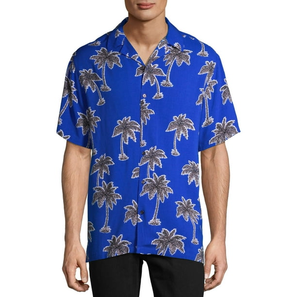 No Boundaries Men's Short Sleeve Tropical Resort Shirt - Walmart.com