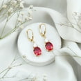 thumbnail image 6 of Lab Grown Ruby Drop Earrings with Moissanite for Women, Lever Back Earrings - AAAA Grade, 18K Yellow Gold, 6 of 8