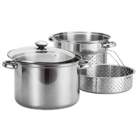 Stainless Steel 4 Pcs Pasta Cooker Set - 8 qt Stock Pot with Steamer Inserts7.75 Diameter pasta insert with height of 7.5 inches By Imperial (Best Pasta Pot With Insert)