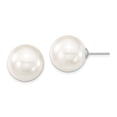 thumbnail image 1 of 925 Sterling Silver Majestik Rh-pl 14-15mm Wht Imitat Shell Pearl Stud Earrings; for Adults and Teens; for Women and Men, 1 of 3