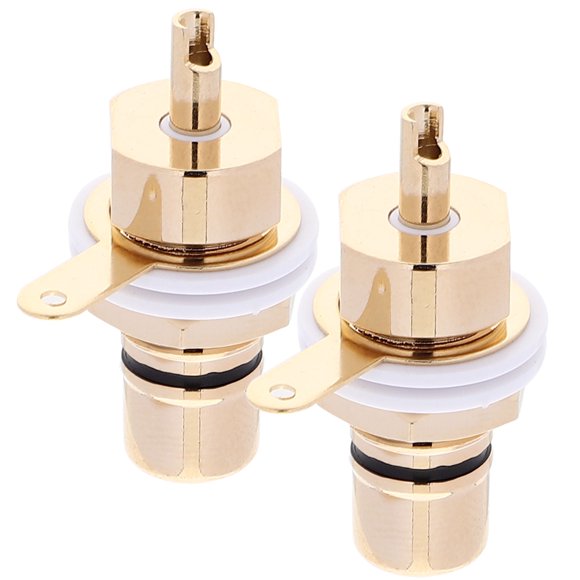 2 Pcs Socket Connector for Amplifier Connectors Pure Copper with Step Rca Female Seat Welding Adapter Panel Lotus