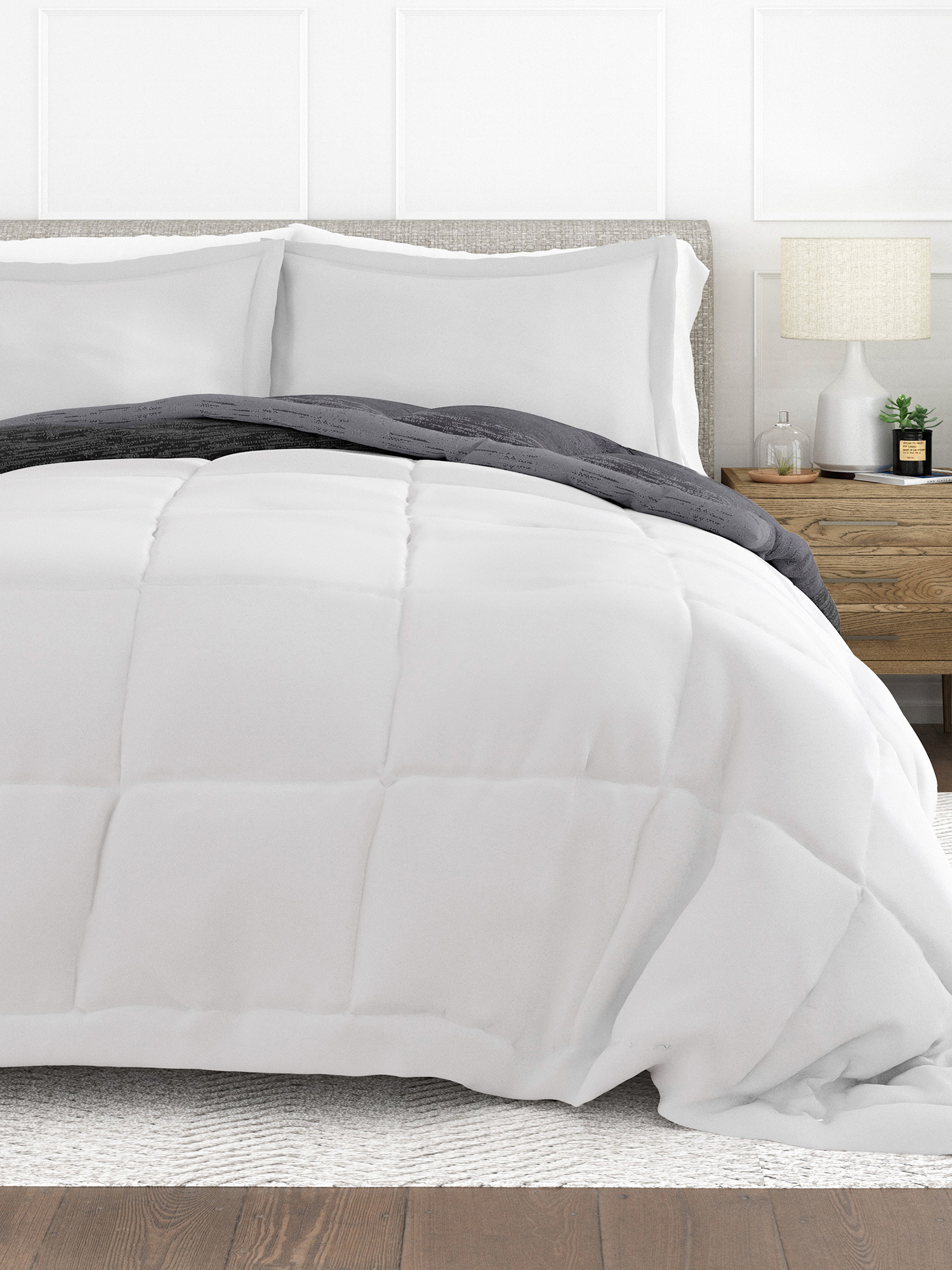 All Season Ultra Soft Comforter Set Lightweight Bedding in Gray/Black Ombre for Twin/Twin XL Size by Comfort Canopy