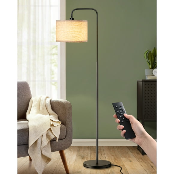 EDISHINE Modern Arc Floor Lamp with Remote for Living Room , 5CCT, Metal Dimmable Pole Lamp with Shade for Bedroom, Office, Bulb Included, Black
