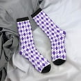 thumbnail image 5 of Xecao Purple argyle Pattern Sport Socks for Women and Men Crew Socks Sporty Calf Socks Casual Socks, 5 of 6