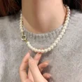 thumbnail image 4 of Ensemble Micro Élégant Français Zircon Boucle Ronde Imitation Perle Collier pour Femmes Bijoux Accessoires Sucrés, 4 of 5