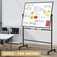 thumbnail image 2 of TOWON Double-Sided Mobile Whiteboard - 48"x36" Large Height Adjustable Magnetic Dry Erase Board on Wheels, 360° Rolling Office White Board Pizarra with Accessories - Black, 2 of 11