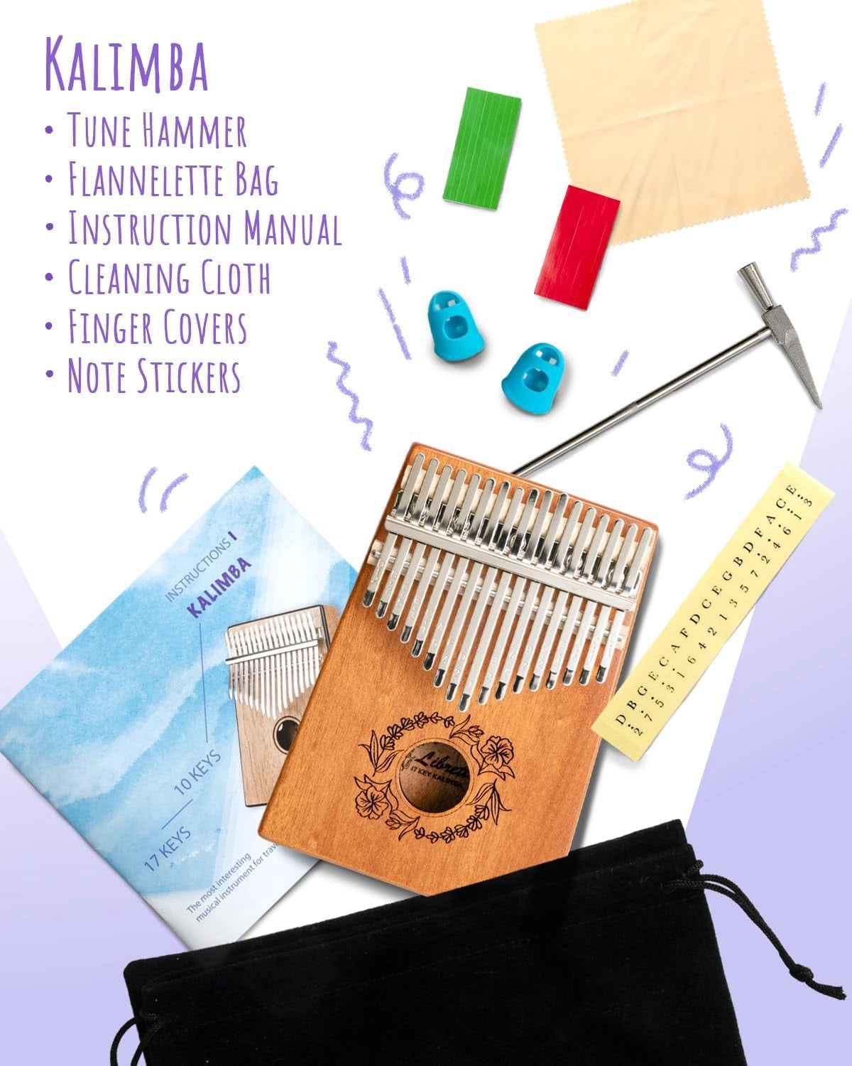 Libretto 17-Key Acoustic Solid Wood Portable Kalimba Finger Piano