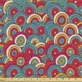 thumbnail image 1 of Abstract Fabric by the Yard, Hand Drawn Intricate Colorful and Overlapping Circles, Upholstery Fabric for Dining Chairs Home Decor Accents, Marigold Dark Coral by Ambesonne, 1 of 5