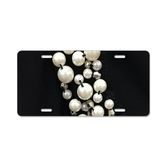 CafePress - Black And White Pearl - Aluminum License Plate, Front License Plate, Vanity Tag