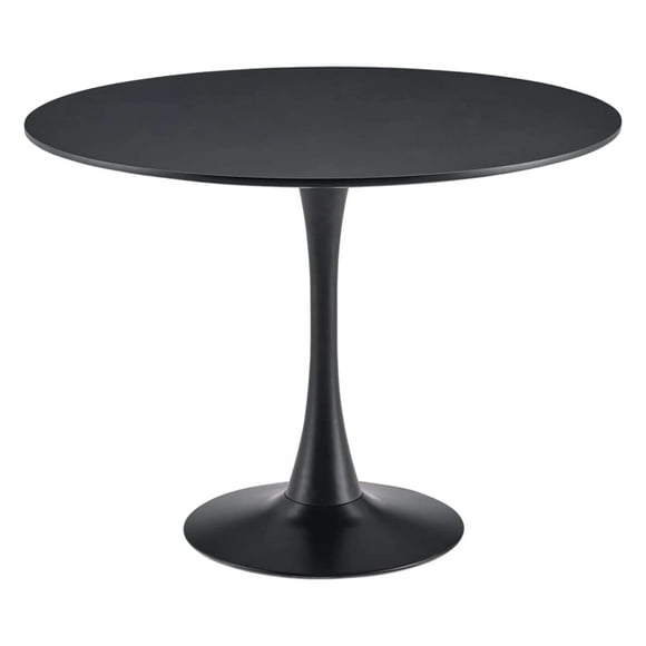 Aykah Round Dining Table for 4 - Manufactured Wood Round Table - Saves Space with Metal Pedestal Base for Dining Room, Kitchen, Living Room (Black)