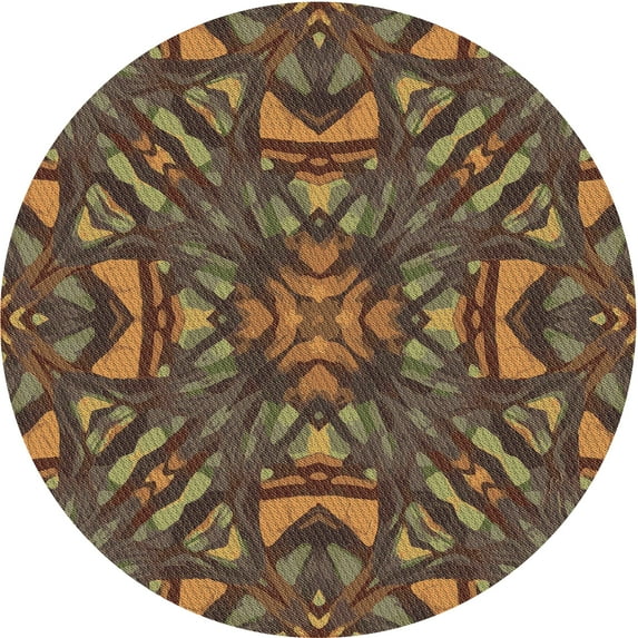 Ahgly Company Indoor Round Patterned Copper Brown Area Rugs, 6' Round