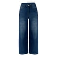thumbnail image 4 of QURATI Women's High Waisted Wide Leg Jeans Washed Loose Fit Denim Trousers Womens Bottoms Blue L, 4 of 9