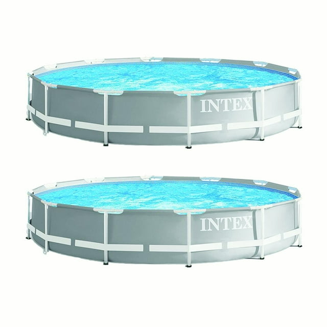 Intex 12ft x 12ft x 30in Prism Frame Above Ground Swimming Pool w/ Pump (2 Pack)