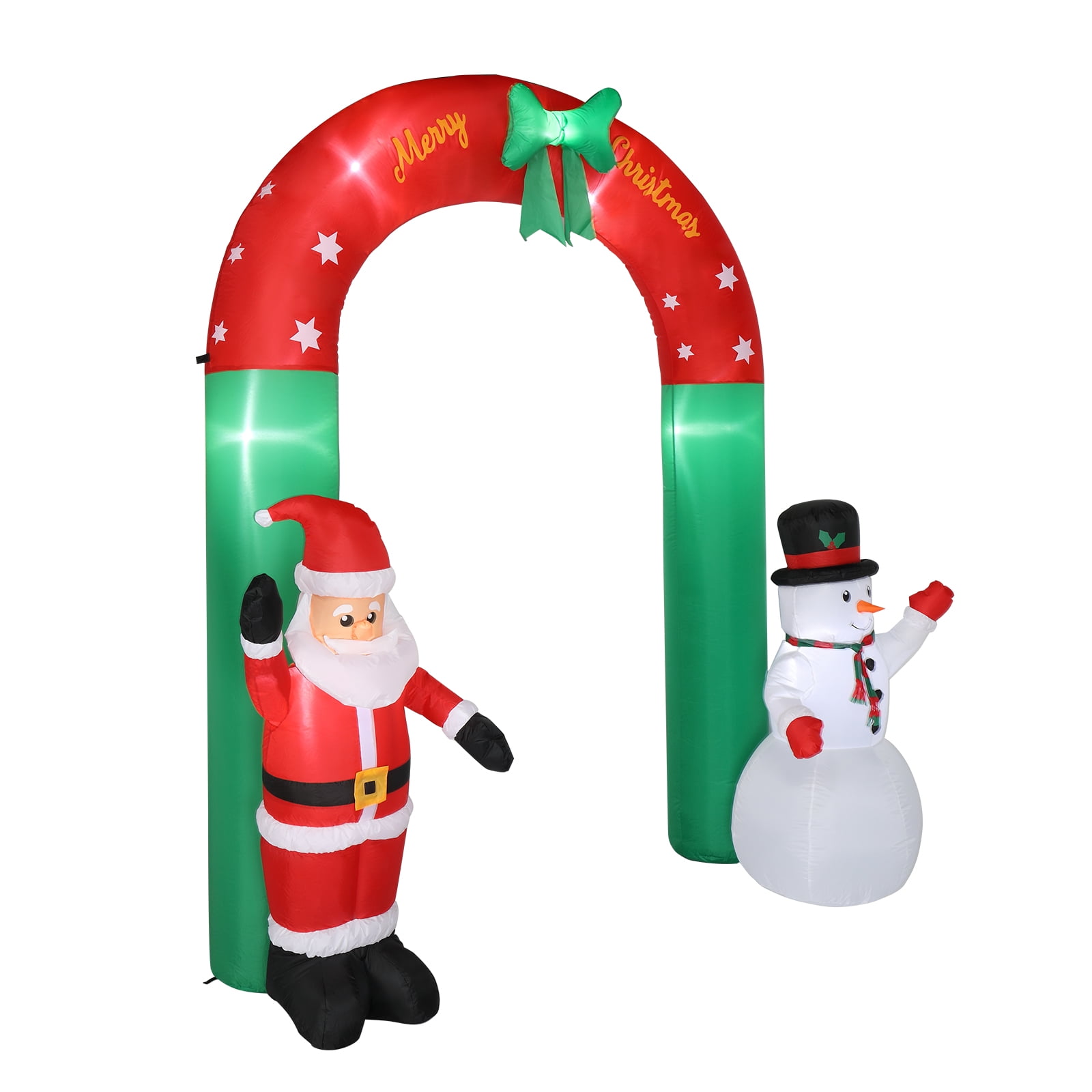 Astoutdoor 8ft Inflatable Festive Arch Decoration with Santa Snowman and 7 Lights