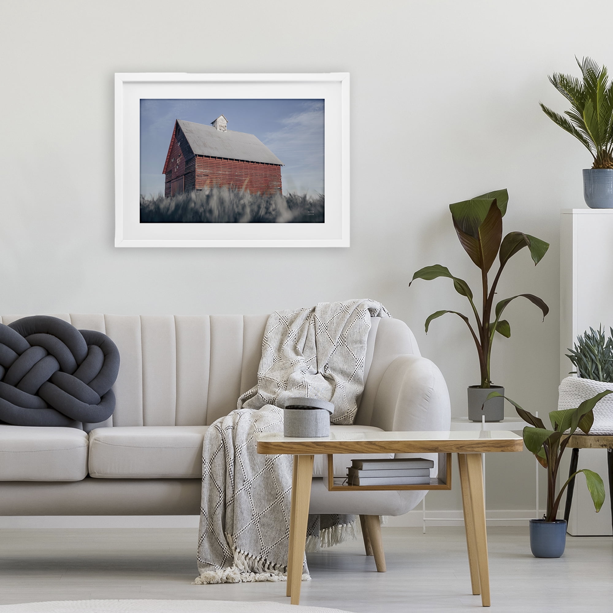 Stupell Industries End Of The Field Cottage White Framed Print Under Glass, design by Nathan Larson