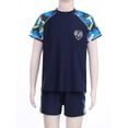 thumbnail image 4 of iiniim Kids Boys 2 Piece Swimsuit Trunk and Rashguard Set Rash Guard Quick Dry Swimwear Beachwear Bathing Suit Navy Blue& Yellow 4XL, 4 of 7