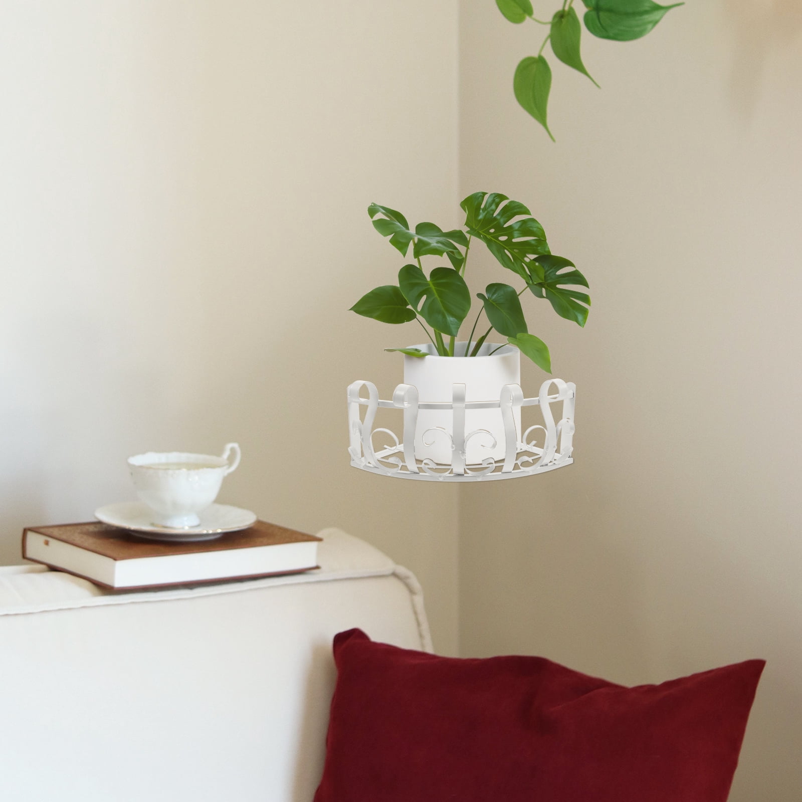 3-Piece Porch Rail Set with Corner Shelf, Hanging Semicircle Flower Pot Rack for Outdoor Garden Decor
