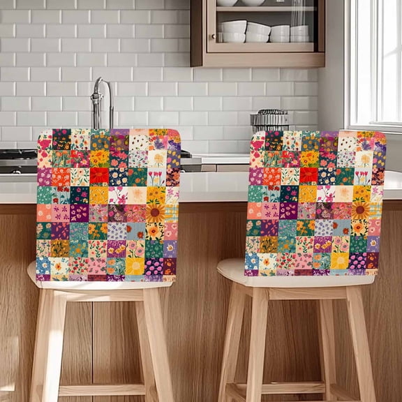 Vintage Flowers Chair Covers Set of 4 Blooming Flowers Chair Back Covers Stretch Removable Washable Slipcovers Protector for Dining Room Kitchen Party Decor