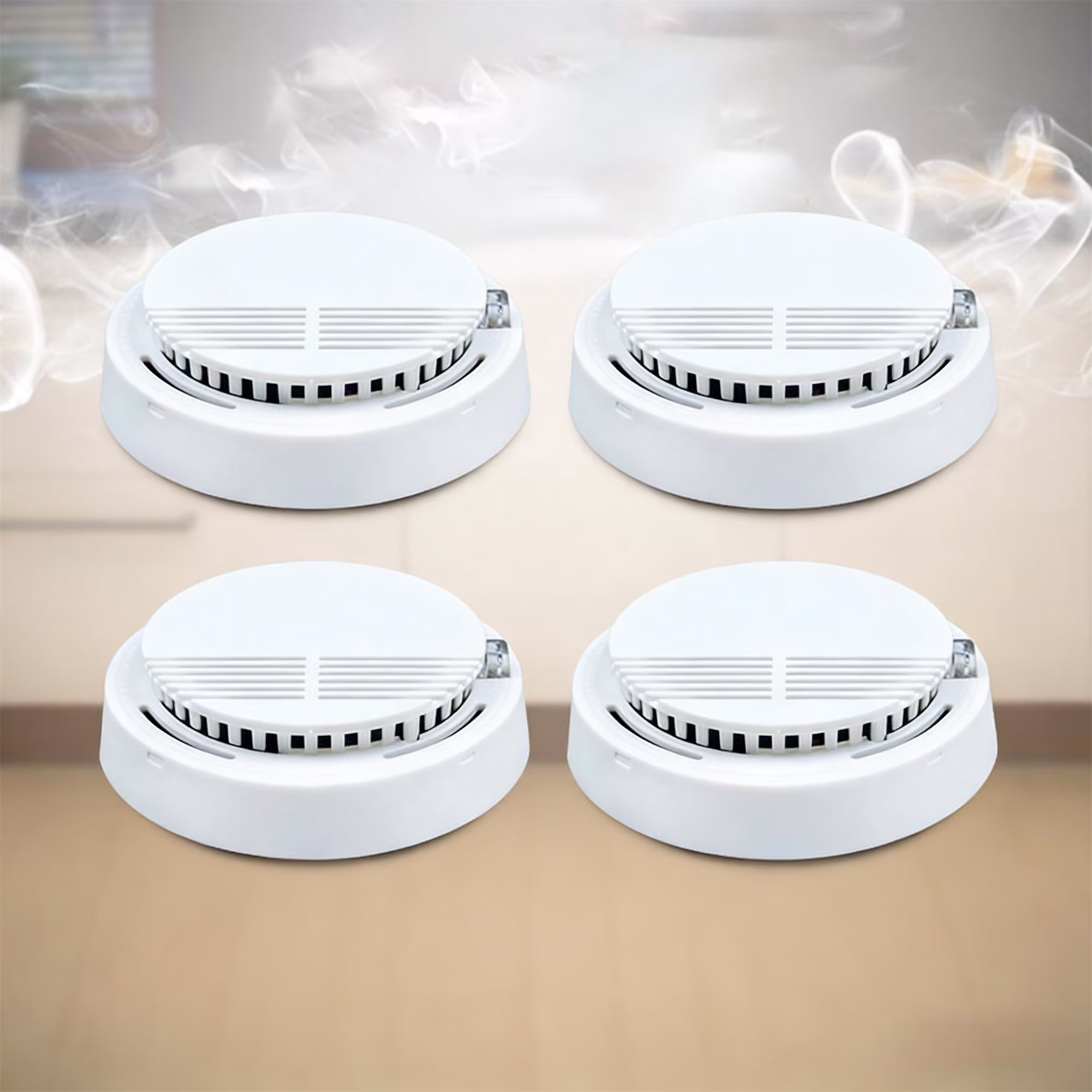 White/4Pack, variant on Smoke Alarm Detector Home Fire Safety Sensor Alert