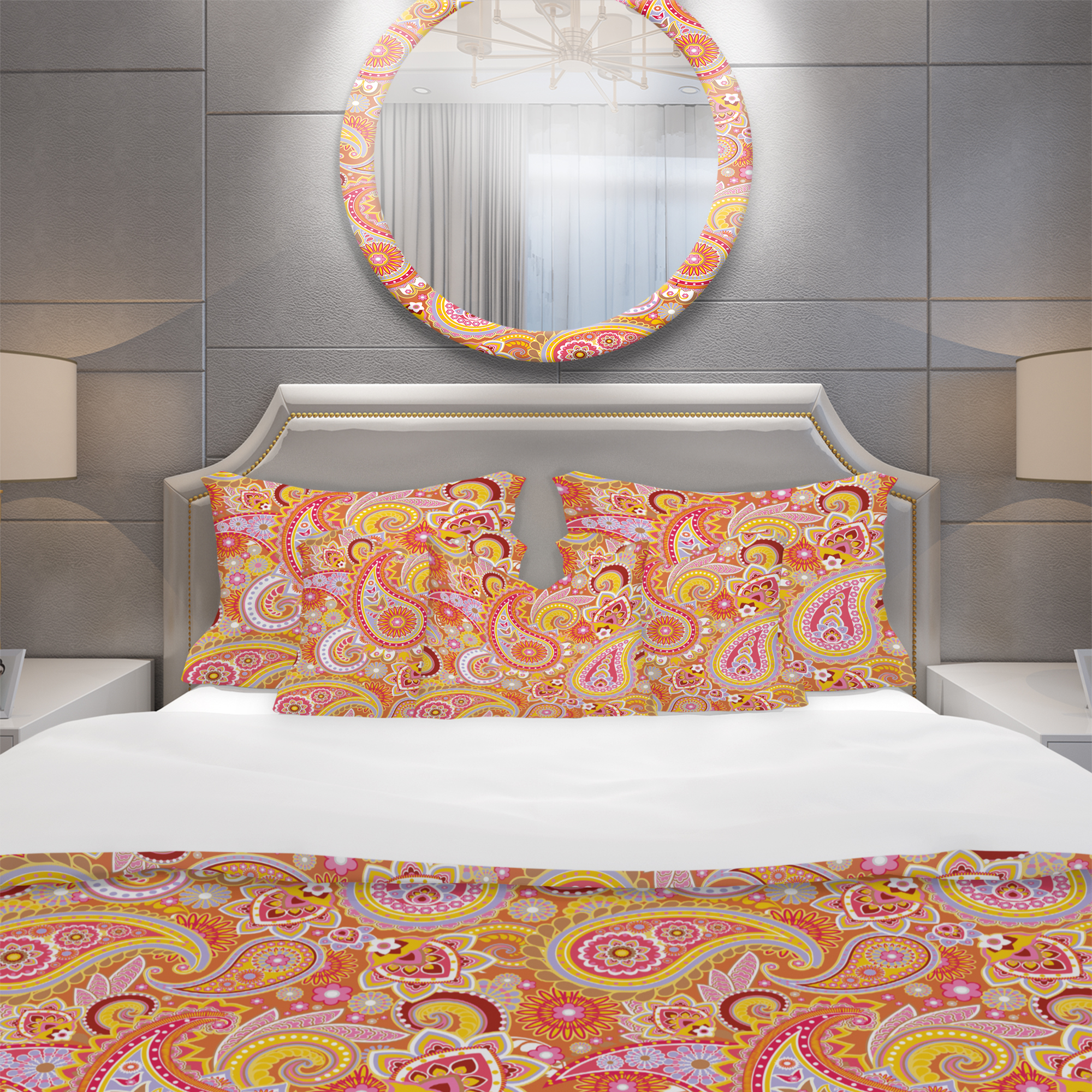 Designart 'Pattern Based on Traditional Asian Elements ' Mid-Century Modern Duvet Cover Set