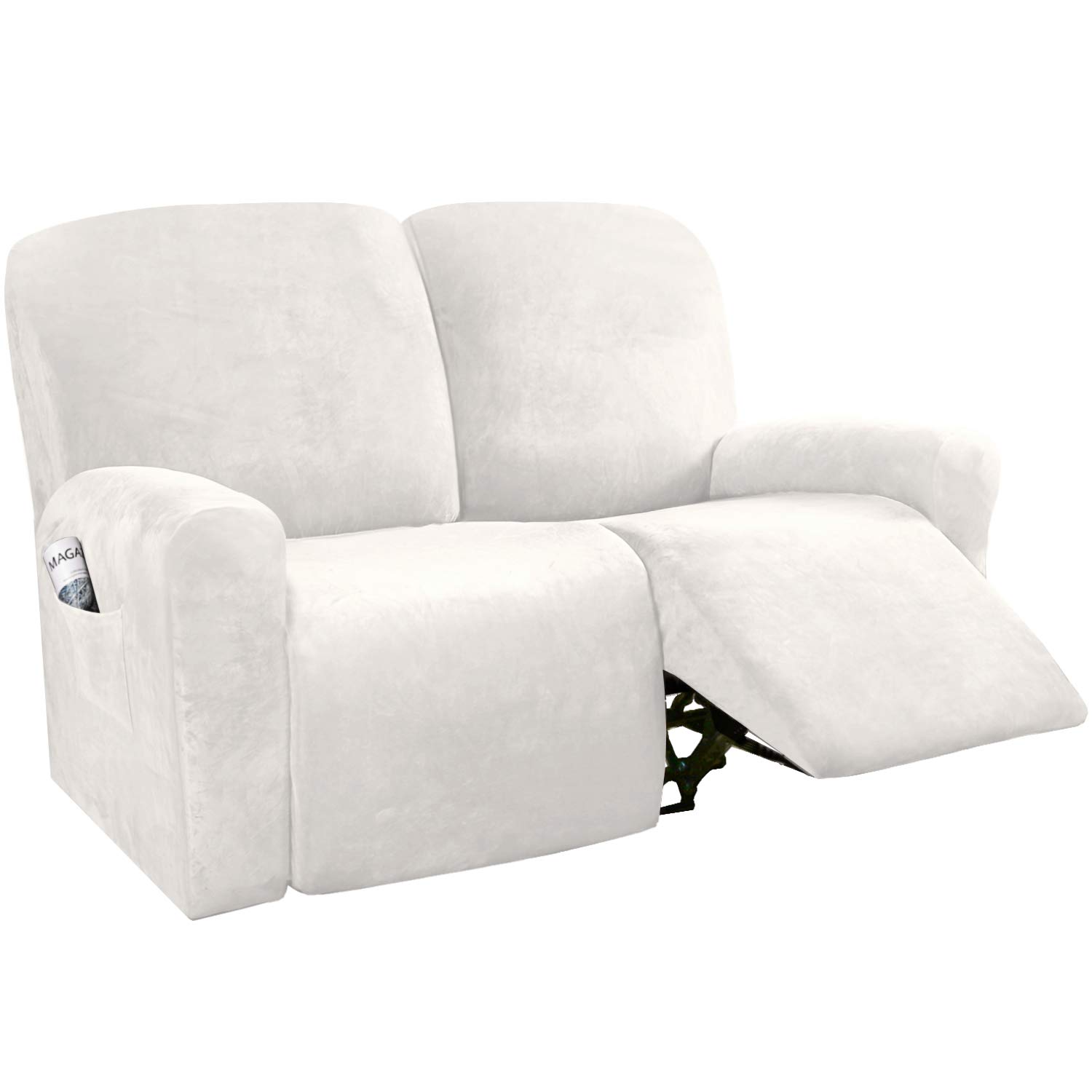 H.VERSAILTEX 6Pieces Recliner Cover 2 Cushion Loveseat Velvet Stretch