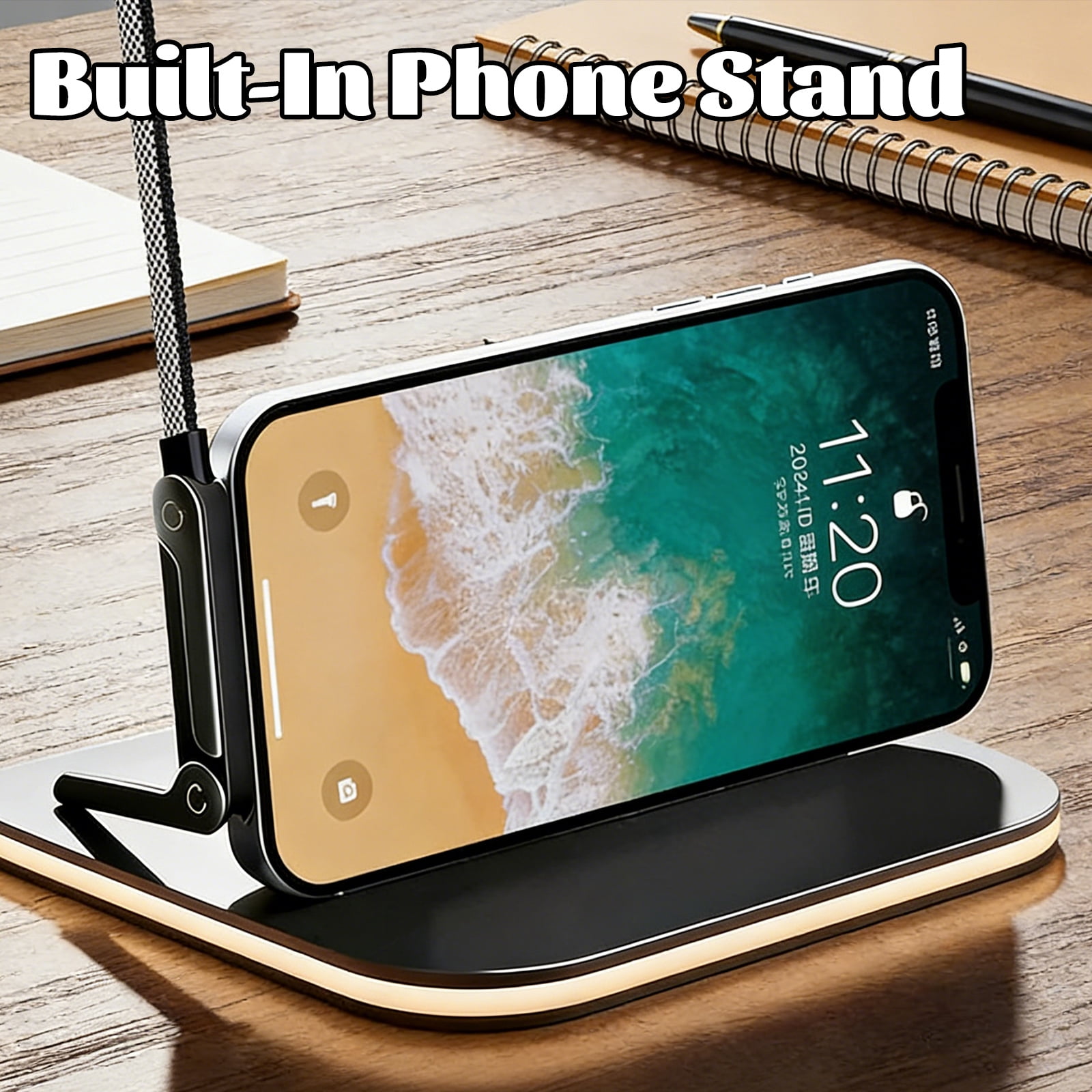 2-in-1 Invisible Holder Charger Cable – Fast Charging Cord with Built-in Phone Stand, 240W Super Fast Charging Cord with Built-in Folding Phone Stand, Type-C Cable for iPhone Gaming(2PC)