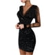 thumbnail image 1 of Vestido de manga larga con costura de nalgas sexy informal a la moda para mujer Fridja  NMB2914, 1 of 8