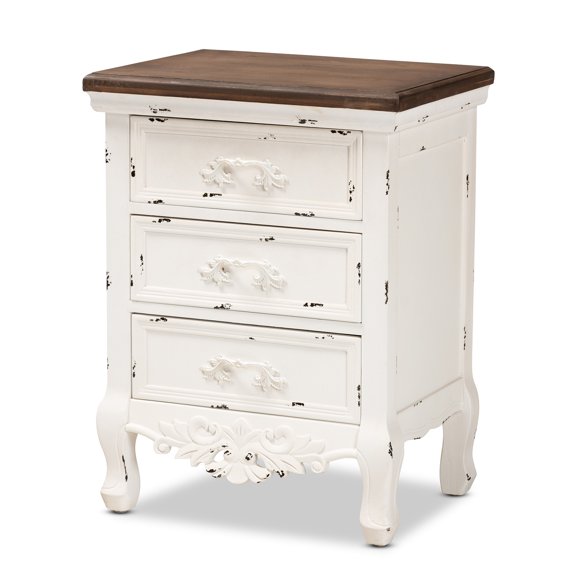 Wood 3 Drawer Nightstand - Classic Bedside Table with Storage - Traditional Night Stand for Bedroom