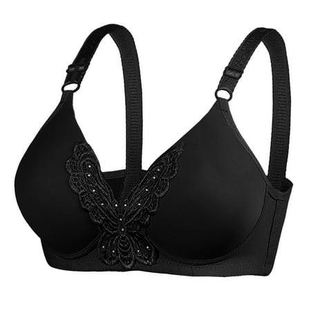 

gvdentm Bras Wirefree High Support Bra for Women Small to Plus Size Everyday Wear Exercise and Offers Back Support Black 36
