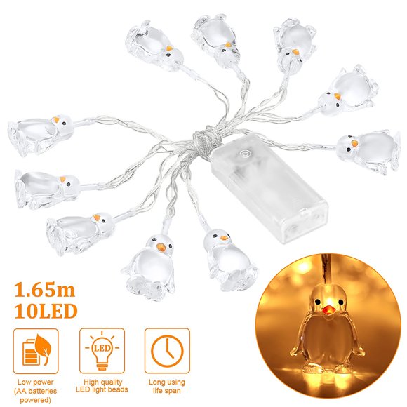 Cadena De Luces Con Forma De Animal De Pingüino 10-Led 1.65M Decoración De Ambiente Speravity HA025771-02