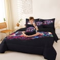 thumbnail image 4 of Manfei Monster Truck 7-Piece Twin Bedding,Neon Lights Print Bedding Comforter Set,Black,Black Reversible, 4 of 7