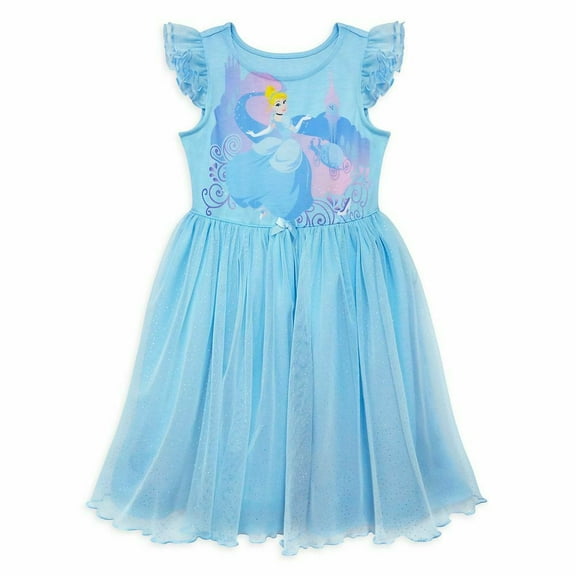 Disney Store Princess Cinderella Short Sleeve Nightgown Pajama Girl Size 5/6