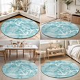 thumbnail image 4 of Round Rugs 4Ft, Teal Anchor Nautical Round Area Rug Washable Indoor Throw Carpet, Coastal Beach Coral Starfish Soft Non Slip Circle Rug for Kitchen Nursery Room Home Decor Aesthetic, 4 of 8