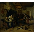 thumbnail image 2 of Jan Steen 16x15 Black Ornate Wood Framed Double Matted Museum Art Print Titled - Interior of an Inn with an Old Man Amusing Himself with the Landlady and Two Men Playing Backgammon, Kno, 2 of 5