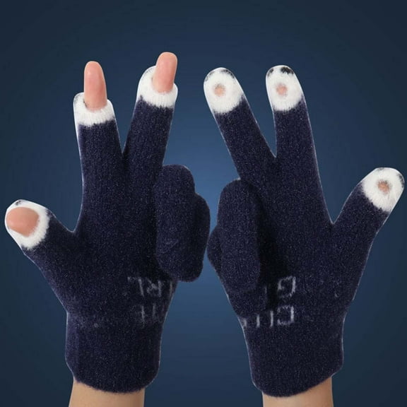 Nkmbld Winter Gloves for Men Women, Cold Fingerless Gloves Half Finger Typing Winter Gloves with Long Wrist Cuff Winter Knit Fingerless Mittens
