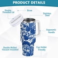 thumbnail image 2 of Yayeee 40oz Stainless Steel Tumbler with Straw and Handle Double-Wall Insulated Travel Water Bottle, Blue Garden Pattern, 2 of 8
