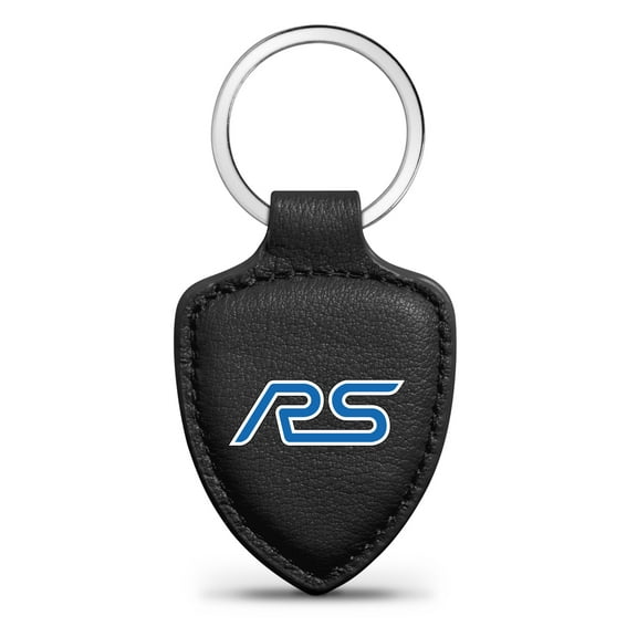 iPick Image for Ford Focus RS Black Real Leather Shield-Style Key Chain, Official Licensed