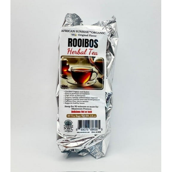 African Sunrise Rooibos Tea Bags Original Flavor Certified Organic 2-Pack, 40 Count