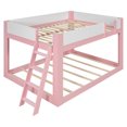 thumbnail image 6 of Queen-Over-Queen Low-Profile Bunk Bed with Guardrails, Wooden Kids Bed with Reversible Ladder, Accent Two-Tone Bed Frame, 6 of 7