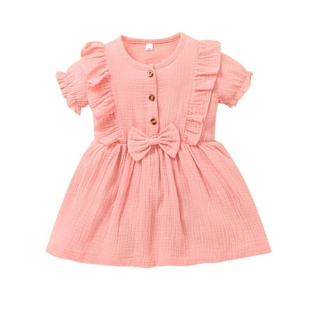

Baby Girl Dress Summer Short Sleeve Toddler Kids Princess Dresses Sizes 1-5Years