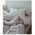 thumbnail image 2 of 3 Pieces Purple Buffalo Plaid Muslin Duvet Cover Set Vintage Aesthetic Cotton Bedding Set Natural Soft & Breathable Plaid Checkered King Duvet Cover, 2 of 6