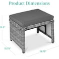 thumbnail image 2 of YANG2 Set of 2 Wicker Ottomans, Multipurpose Outdoor Furniture for Patio, Backyard, Additional Seating, Footrest, Side Table w/Removable Cushions, Steel Frame - Gray/Gray, 2 of 8