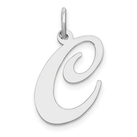 Diamond2Deal 14k White Gold Large Script Letter C Initial Pendant for Women(L- 17.35 mm, W- 15.55 mm)