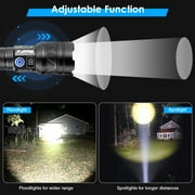 5000 Lumens Flashlights LED Rechargeable 30W Flashlight with Digital Power Display & 5 Modes Waterproof Handheld Flashlight for Camping Emergency